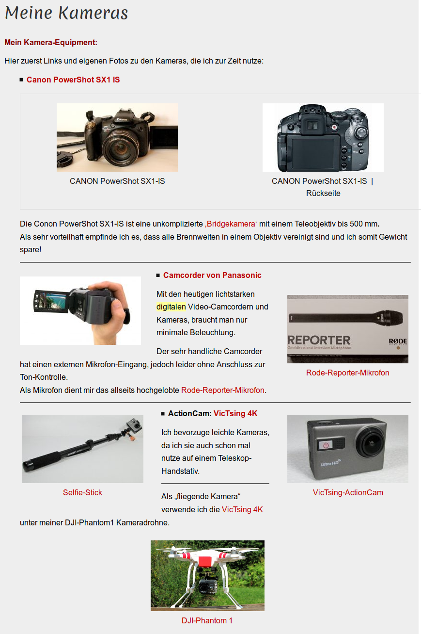 Mein Kamera- & Audio-Equipment